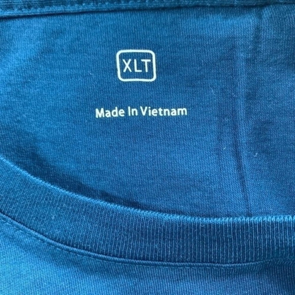Apple Unisex Turquoise Blue Cotton Long Sleeve Tee XLT Crew Neck NWT - Picture 5 of 6